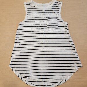 Merona Striped Black and White Pocket Tank Women's Medium